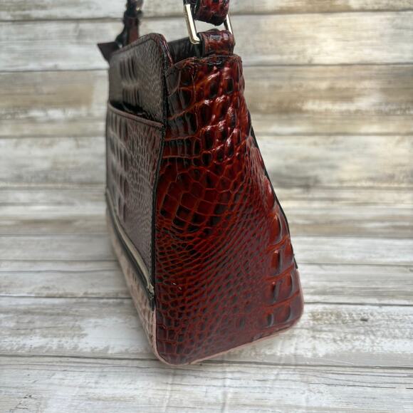 Brahmin Purse Melbourne Crossbody Pecan Cream Small Croc Embossed Leather Bag - Picture 6 of 16